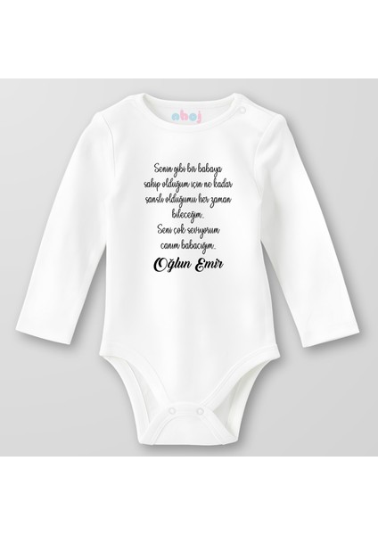 Organik Pamuk Senin Gibi Bir Babaya Sahip Olduğum Için Erkek Bebek Body Çıtçıtlı Zıbın Badi Uzun Kol