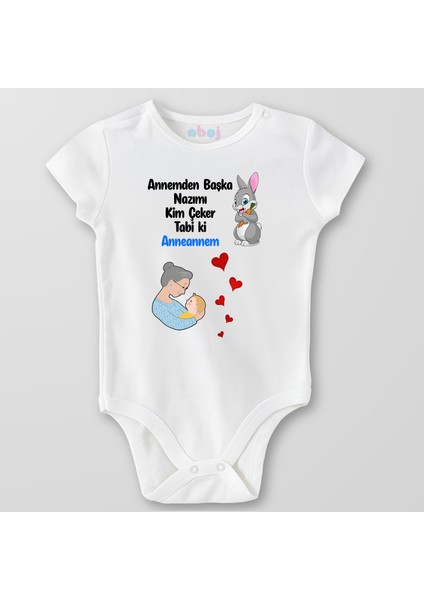 Organik Pamuk Annemden Başka Nazımı Kim Çeker? Tabii Ki Anneannem! Bebek Body Çıtçıtlı Zıbın Badi Kısa Kol
