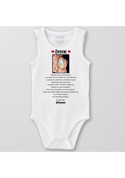 Organik Pamuk Annem Ilk Göz Ağrın Bebek Body Çıtçıtlı Zıbın Badi Kolsuz