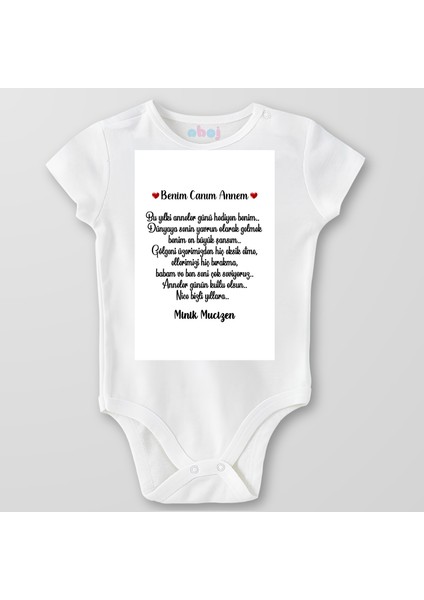 Organik Pamuk Benim Canım Annem Bebek Body Çıtçıtlı Zıbın Badi Kısa Kol