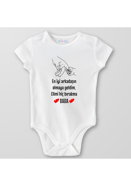 Organik Pamuk En Iyi Arkadaşın Olmaya Geldim Baba Bebek Body Çıtçıtlı Zıbın Badi Kısa Kol
