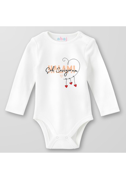 Organik Pamuk Halamı Çok Seviyorum Bebek Body Çıtçıtlı Zıbın Badi Uzun Kol