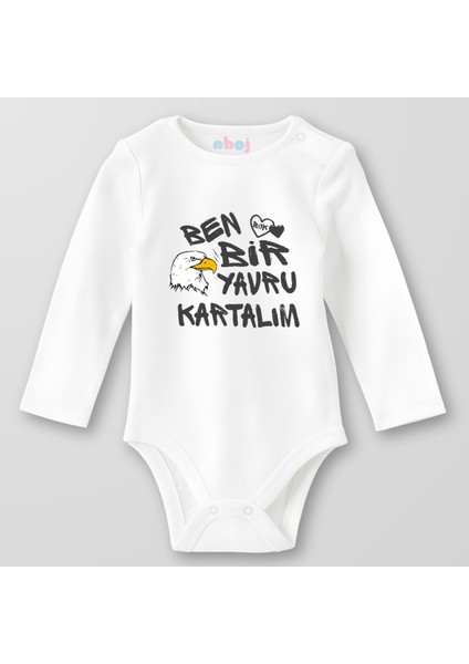 Organik Pamuk Ben Bir Yavru Kartalım Bebek Body Çıtçıtlı Zıbın Badi Uzun Kol