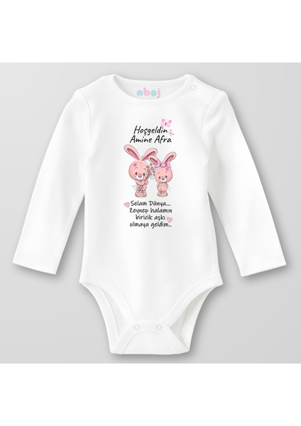 Organik Pamuk Hoşgeldin Bebek Pembe Ayıcık Bebek Body Çıtçıtlı Zıbın Badi Uzun Kol