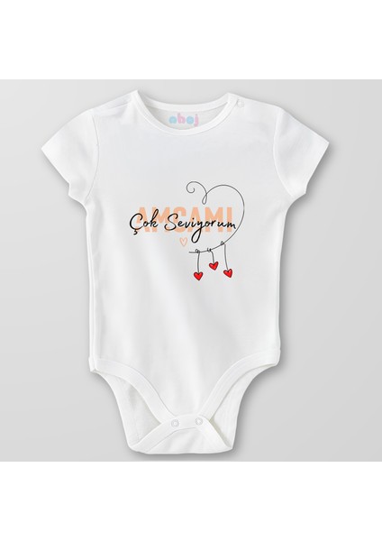Organik Pamuk Amcamı Çok Seviyorum. Bebek Body Çıtçıtlı Zıbın Badi Kısa Kol