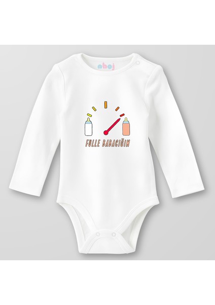 Organik Pamuk Fulle Babacığım Bebek Body Çıtçıtlı Zıbın Badi Uzun Kol