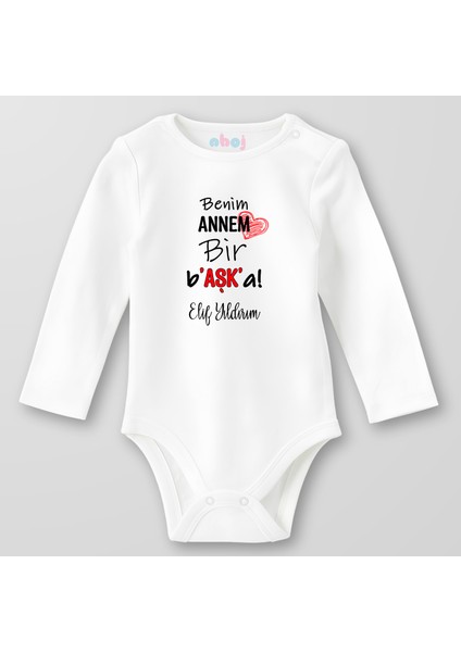 Organik Pamuk Benim Annem Bir Başka Bebek Body Çıtçıtlı Zıbın Badi Uzun Kol