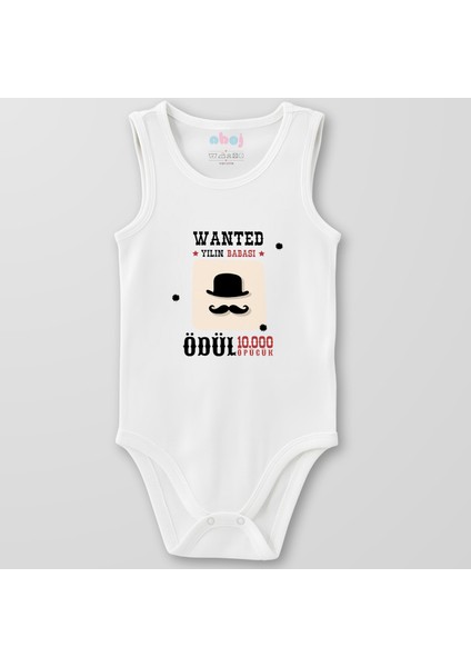 Organik Pamuk Wanted Yılın Babası Bebek Body Çıtçıtlı Zıbın Badi Kolsuz