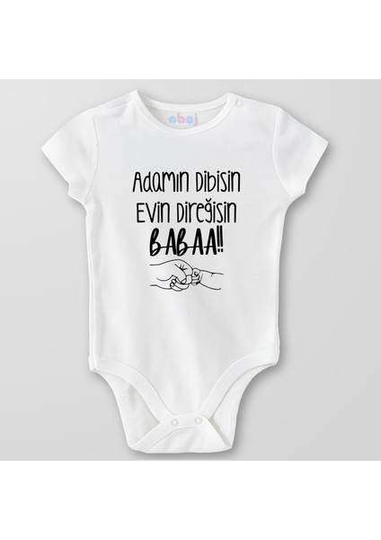Organik Pamuk Adamın Dibisin Evin Direğisin Baba Bebek Body Çıtçıtlı Zıbın Badi Kısa Kol