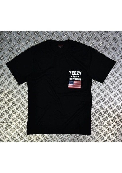 Siyah Yeezy For Presıdent Baskılı T-Shirt
