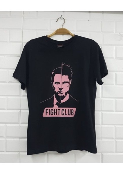 Siyah Fıght Club Baskılı T-Shirt
