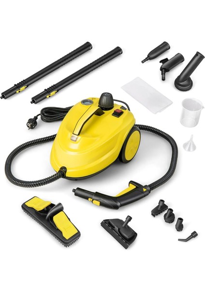 Buharlı Temizleyici 2000W Tekerlekli Temizleme Makinesi 1.8l Su Kapasitesi Aksesuar Seti