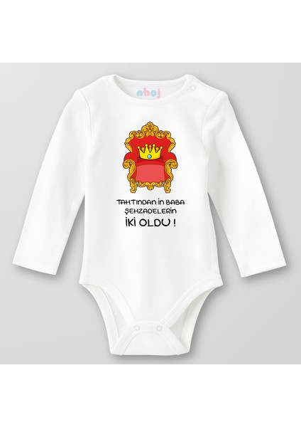 Organik Pamuk Tahtından In Baba Şehzadelerin Iki Oldu Bebek Body Çıtçıtlı Zıbın Badi Uzun Kol