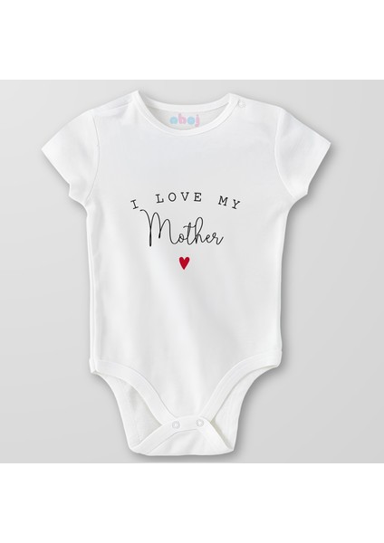 Organik Pamuk I Love My Mother Bebek Body Çıtçıtlı Zıbın Badi Kısa Kol