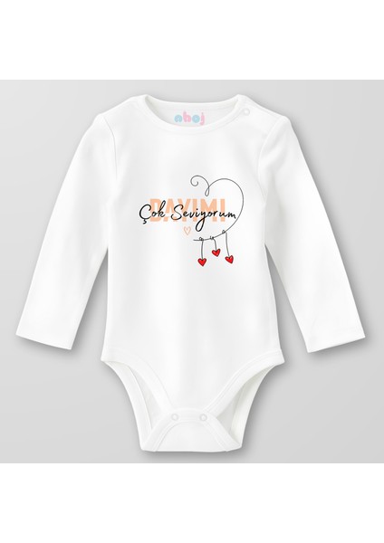 Organik Pamuk Dayımı Çok Seviyorum Bebek Body Çıtçıtlı Zıbın Badi Uzun Kol