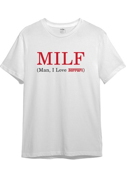 Mılf / Man I Love Ferrari Tişört - Beyaz
