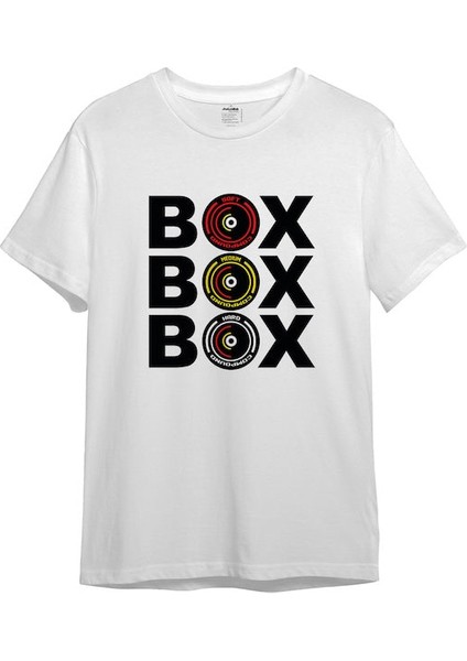 Box Box Box Tişört - Beyaz