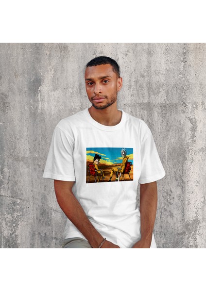 Breaking Bad / Rick And Morty Tişört - Beyaz