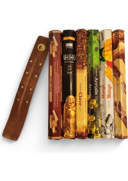 Palo Santo, Mi Lo Fo, Clove, Arruda, Mango, Cinnamon Sandal 6X20 Tütsü-Hediyeli