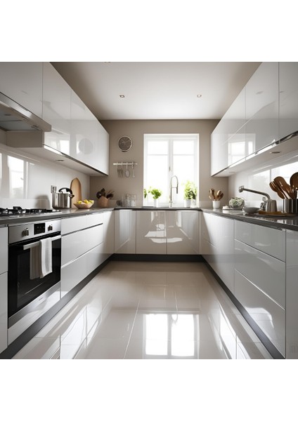 Parlak Beyaz Mobilya ve Dolap Kaplama Folyosu 50 cm x 1 Metre (Lake , Arkası Gri) modelleri