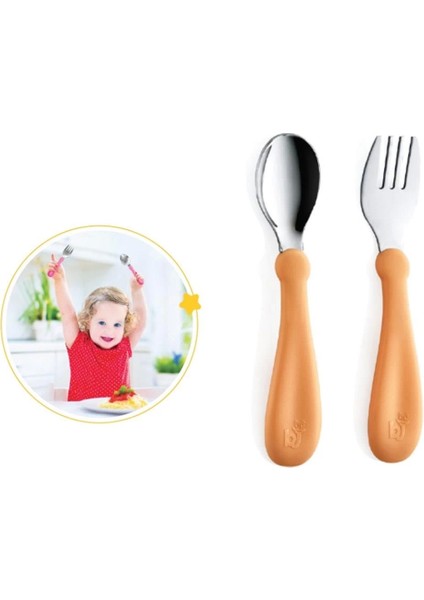 Çocuk Paslanmaz Çelik Çatal Kaşık Seti 522 Somon