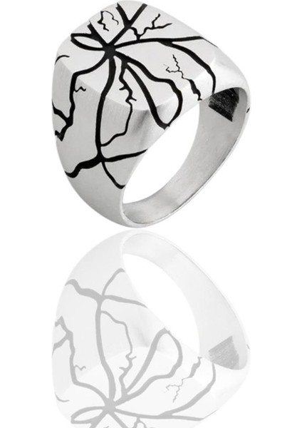 Çatlak Desenli Gümüş Erkek Yüzük