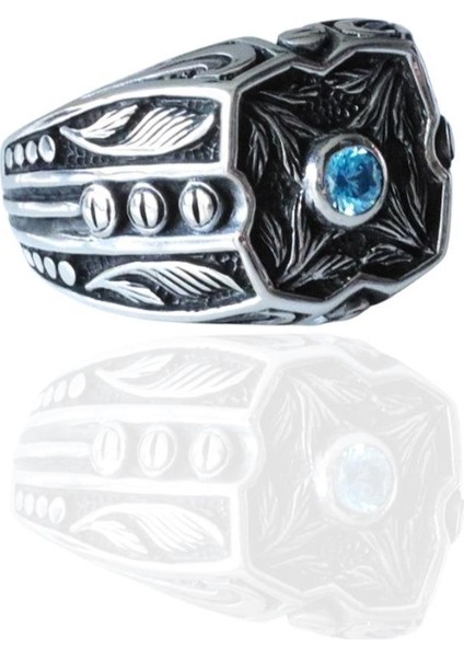 Taşlı Desenli Gümüş Erkek Yüzük fiyatları