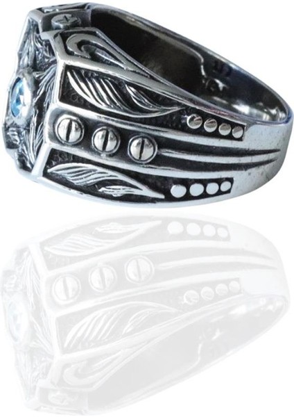 Taşlı Desenli Gümüş Erkek Yüzük modelleri