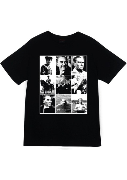 Gazi Mustafa Kemal Atatürk Baskılı Unisex %100 Pamuk Siyah T-Shirt