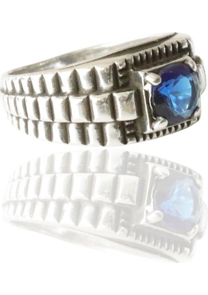 Safir Taşlı Desenli Gümüş Yüzük fiyatları