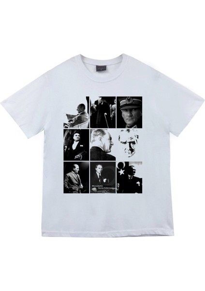 Unisex Beyaz Gazi Mustafa Kemal Atatürk Baskılı T-Shirt