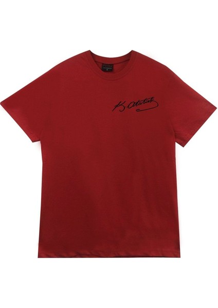 Unisex Kırmızı Gazi Mustafa Kemal Atatürk Baskılı T-Shirt