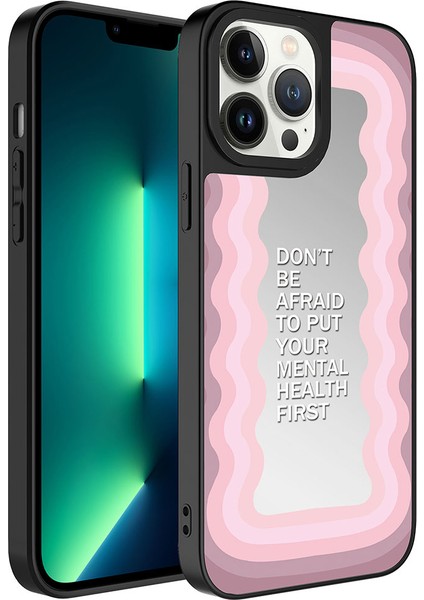Apple iPhone 13 Pro Max Kılıf Aynalı Desenli Kamera Korumalı Parlak Tqr Mirror Kapak-Ayna
