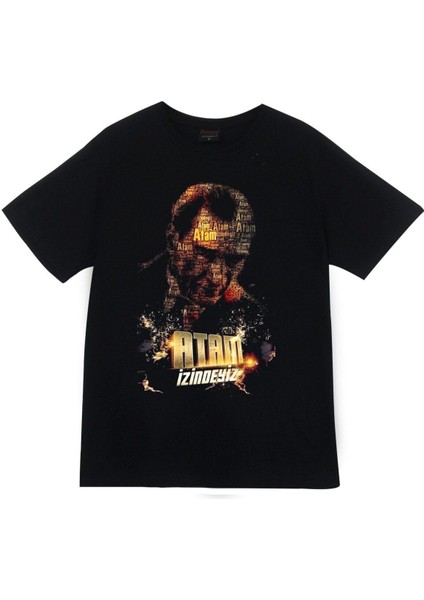 Gazi Mustafa Kemal Atatürk Baskılı Unisex %100 Pamuk Siyah T-Shirt