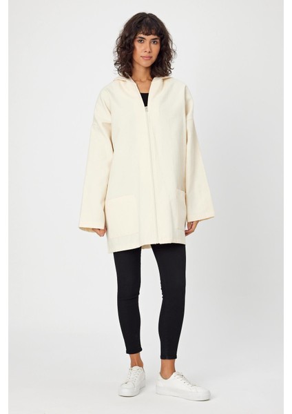 Alexandergardı Kapüşonlu Fermuarlı Oversize Ceket (UNX-0074)