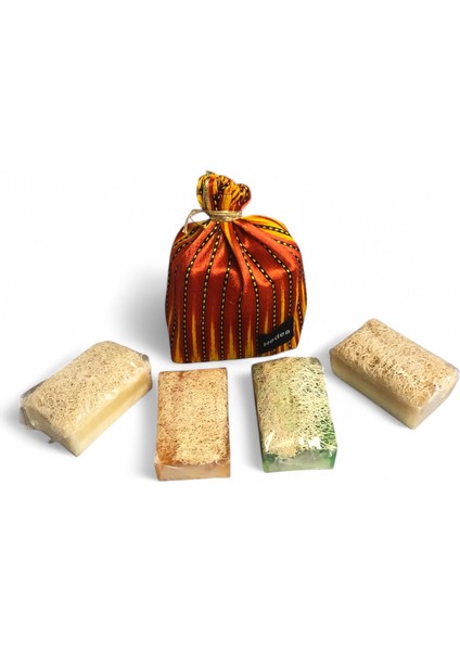 Osmanlı Sultanı 4'lü Lifli Sabun Seti - Pirinç, Eşek Sütü, Bal, Çayağacı, Kil - Padişah Kesesiyle modelleri