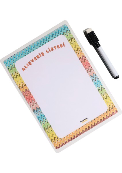 Yaz-Sil Planlayıcı Zikzak Desenli Alışveriş Listem Buzdolabı Notluk.notluk.magnetli Planlayıcı 21X15 indirimleri
