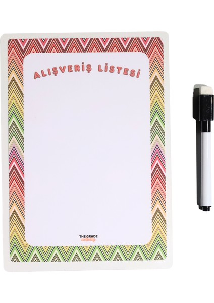 Yaz-Sil Planlayıcı Zikzak Desenli Alışveriş Listem Buzdolabı Notluk.notluk.magnetli Planlayıcı 21X15