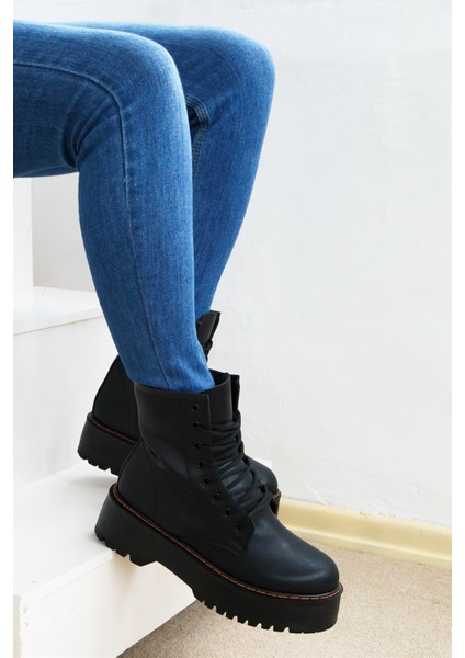 Carmella Kadın Bot Fermuarlı Siyah Deri