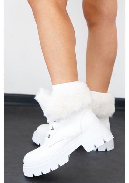 Lulu Kadın Bot Kürklü Beyaz Deri fiyatları