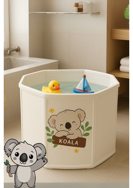Koala Desenli Plastik Çocuk Küveti / Oyun Havuzu(Portatif Bebek Banyo Havuzu)