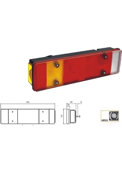 STOP LAMBASI 7-FONKSİYON (ARKADAN SOKETLİ) PLAKALI IVECO TIR SOL