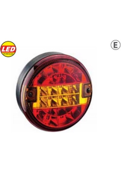 24V Stop Lambası Yuvarlak (Ledli) (3 Fonksiyonlu) (Kırmızı-Sarı) (140*60 Mm) Ym