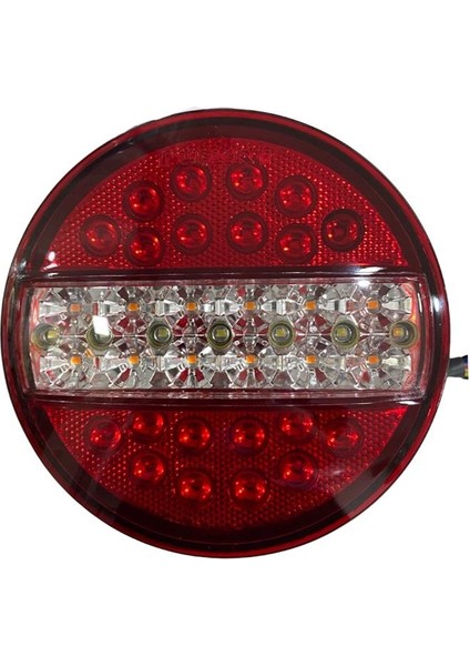 24V Stop Lambası Yuvarlak (Ledli) (4 Fonksiyonlu) (Kırmızı-Beyaz) (140*60 Mm)