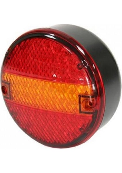 24V Stop Lambası Yuvarlak (Ledli) (3 Fonksiyonlu) (Kırmızı-Sarı) (140*80 Mm)