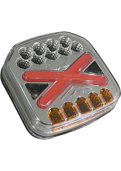 24V Stop Lambası (Neon Ledli) (Kayar Sinyalli) (4 Fonksiyonlu) (127*127*45 Mm)