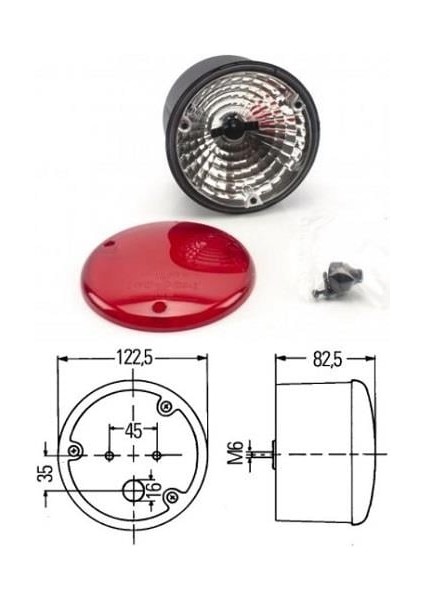 12V-24V Stop-Park Lambası Kırmızı (122.5 Mm)