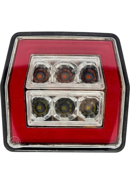12V Stop Lambası Mini Kare (Neon Ledli) (4 Fonksiyonlu) (98*92*42 Mm)