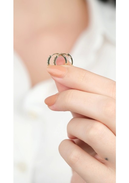 14 Ayar Altın Taşlı Gizli Kilitli Halka Küpe 984 modelleri