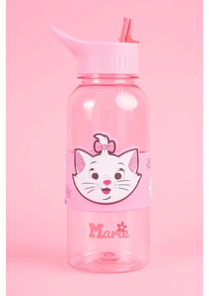 Disney Marie Lisanslı Pipetli ve Kapaklı Plastik Suluk (1000 Ml)